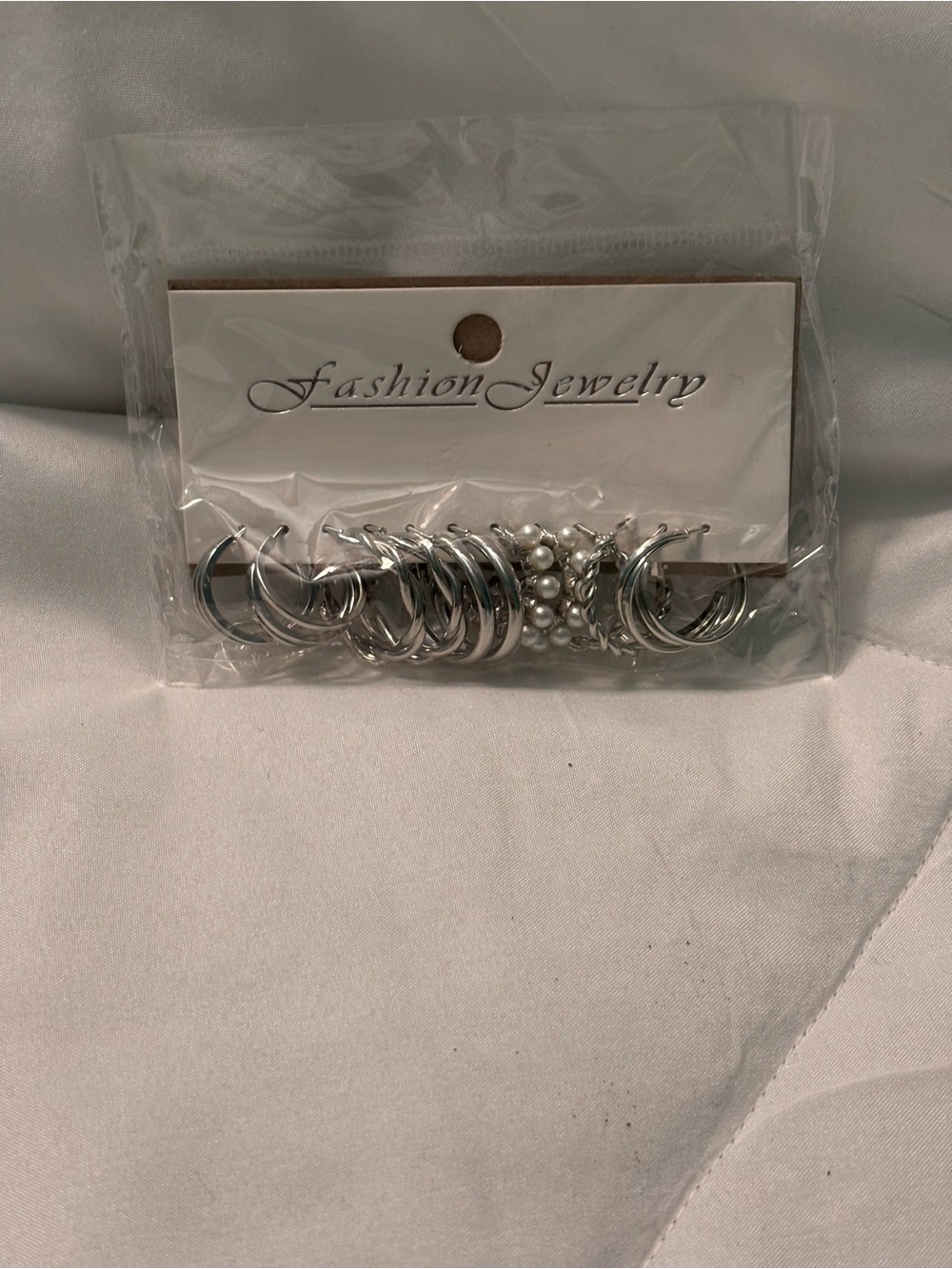 Silver Hoop and Pearl Accent Earring Set